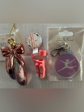 NEW!! Dance Lover Ballet Bundle Straw Topper, Bag Charm and Ornament Set (NWT)